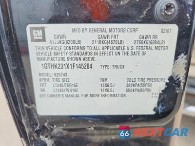 Zdjęcie 12 z 12 samochodu: 2001 GMC SIERRA K2500 HEAVY DUTY VIN:1GTHK231X1F145204 - miniatura