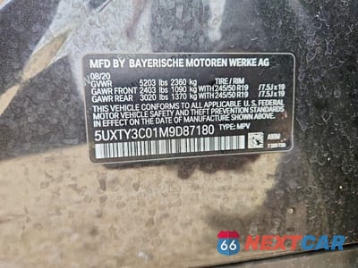 Zdjęcie 12 z 12 samochodu: 2021 BMW X3 SDRIVE30I VIN:5UXTY3C01M9D87180 - miniatura