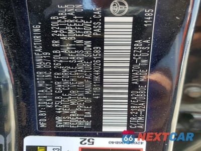 Zdjęcie 12 z 12 samochodu: 2019 TOYOTA CAMRY SE VIN:4T1B11HK4KU261589 - miniatura