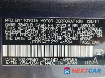 Zdjęcie 12 z 12 samochodu: 2011 TOYOTA COROLLA LE VIN:JTDBU4EE2B9146584 - miniatura
