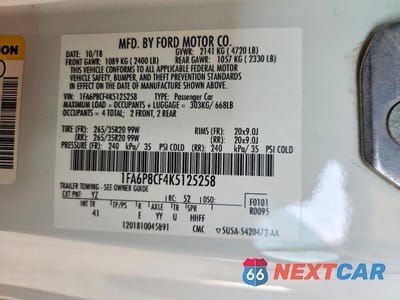 Zdjęcie 12 z 12 samochodu: 2019 FORD MUSTANG GT VIN:1FA6P8CF4K5125258 - miniatura