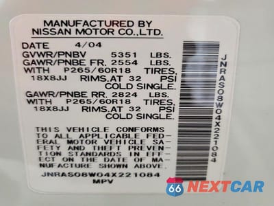 Zdjęcie 13 z 13 samochodu: 2004 INFINITI FX35 BASE VIN:JNRAS08W04X221084 - miniatura