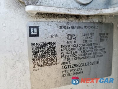 Zdjęcie 12 z 12 samochodu: 2020 CHEVROLET IMPALA LT VIN:1G11Z5S33LU108519 - miniatura