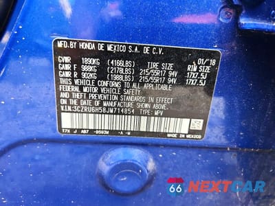 Zdjęcie 14 z 14 samochodu: 2018 HONDA HR-V EX VIN:3CZRU6H58JM714854 - miniatura