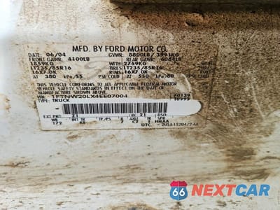 Zdjęcie 12 z 12 samochodu: 2004 FORD F250 SUPER DUTY VIN:1FTNW20LX4EE07004 - miniatura