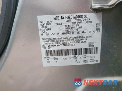 Zdjęcie 13 z 13 samochodu: 2007 FORD EDGE SE VIN:2FMDK36C27BB54132 - miniatura
