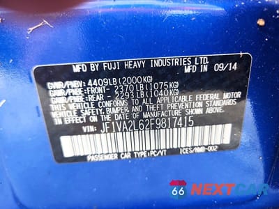 Zdjęcie 12 z 12 samochodu: 2015 SUBARU WRX STI VIN:JF1VA2L62F9817415 - miniatura