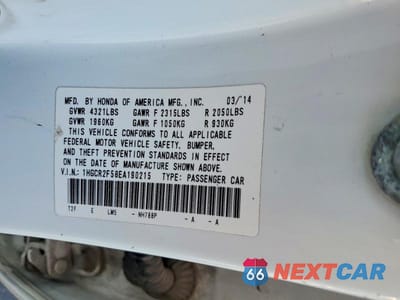Zdjęcie 13 z 13 samochodu: 2014 HONDA ACCORD SEDAN EX VIN:1HGCR2F58EA190215 - miniatura