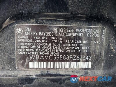 Zdjęcie 12 z 12 samochodu: 2008 BMW 328 I SULEV VIN:WBAVC53588FZ87342 - miniatura