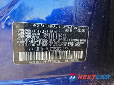 Zdjęcie 12 z 12 samochodu: 2025 SUBARU IMPREZA VIN:JF1GUABC9S8311680 - miniatura