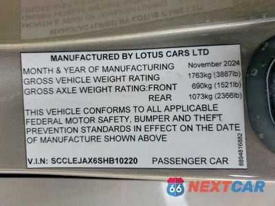 Zdjęcie 12 z 12 samochodu: 2025 LOTUS EMIRA VIN:SCCLEJAX6SHB10220 - miniatura