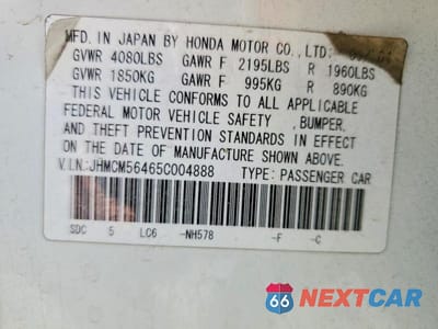 Zdjęcie 12 z 12 samochodu: 2005 HONDA ACCORD LX VIN:JHMCM56465C004888 - miniatura