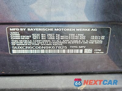 Zdjęcie 12 z 12 samochodu: 2022 BMW X5 XDRIVE40I VIN:5UXCR6C06N9K67825 - miniatura