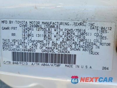 Zdjęcie 13 z 13 samochodu: 2012 TOYOTA TACOMA V6 VIN:5TFUU4EN4CX040093 - miniatura
