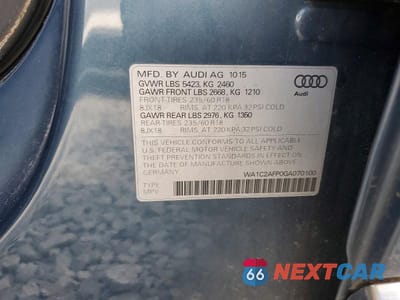 Zdjęcie 13 z 13 samochodu: 2016 AUDI Q5 PREMIUM VIN:WA1C2AFP0GA070100 - miniatura