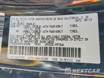 Zdjęcie 12 z 12 samochodu: 2019 TOYOTA TACOMA TRD SPORT/TRD OFF ROAD/TRD PRO VIN:3TMAZ5CNXKM107698 - miniatura