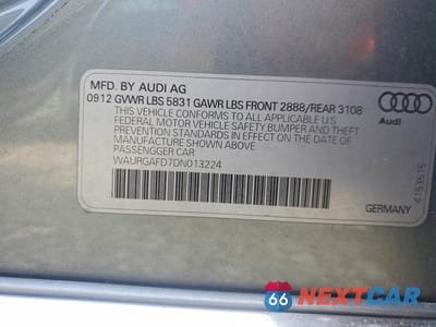 Zdjęcie 12 z 12 samochodu: 2013 AUDI A8 L QUATTRO VIN:WAURGAFD7DN013224 - miniatura