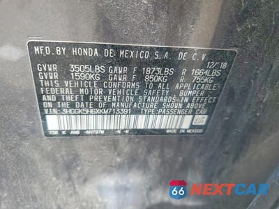 Zdjęcie 12 z 12 samochodu: 2019 HONDA FIT SPORT VIN:3HGGK5H6XKM713391 - miniatura