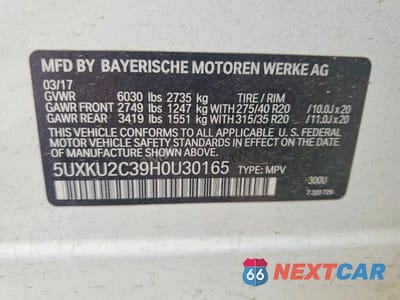 Zdjęcie 13 z 13 samochodu: 2017 BMW X6 XDRIVE35I VIN:5UXKU2C39H0U30165 - miniatura