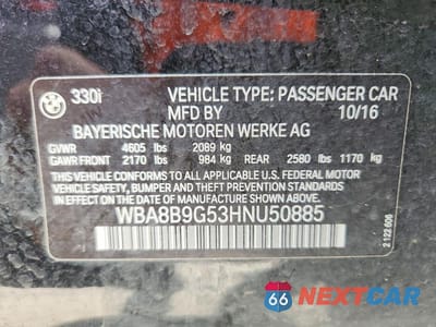 Zdjęcie 12 z 12 samochodu: 2017 BMW 330 I VIN:WBA8B9G53HNU50885 - miniatura