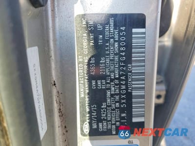Zdjęcie 12 z 12 samochodu: 2015 KIA OPTIMA LX VIN:5XXGM4A72FG480054 - miniatura