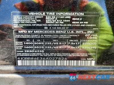 Zdjęcie 13 z 13 samochodu: 2006 MERCEDES-BENZ ML 350 VIN:4JGBB86E36A027826 - miniatura