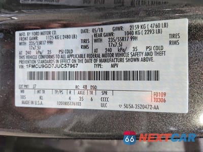 Zdjęcie 12 z 12 samochodu: 2018 FORD ESCAPE SE VIN:1FMCU9GD7JUC57967 - miniatura