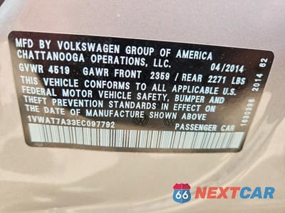 Zdjęcie 13 z 13 samochodu: 2014 VOLKSWAGEN PASSAT S VIN:1VWAT7A33EC097792 - miniatura