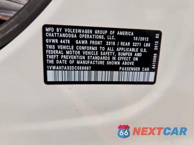 Zdjęcie 13 z 13 samochodu: 2013 VOLKSWAGEN PASSAT S VIN:1VWAH7A32DC056697 - miniatura