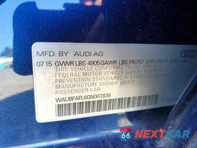 Zdjęcie 12 z 12 samochodu: 2016 AUDI A4 PREMIUM S-LINE VIN:WAUBFAFL6GN007835 - miniatura