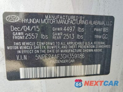 Zdjęcie 12 z 12 samochodu: 2016 HYUNDAI SONATA SE VIN:5NPE24AF3GH359186 - miniatura