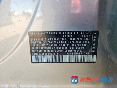 Zdjęcie 12 z 12 samochodu: 2015 VOLKSWAGEN GOLF VIN:3VW217AU1FM022818 - miniatura