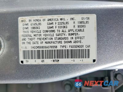 Zdjęcie 12 z 12 samochodu: 2006 HONDA ACCORD EX VIN:1HGCM56806A076558 - miniatura