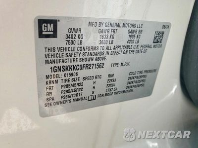 Zdjęcie 13 z 13 samochodu: 2015 CHEVROLET SUBURBAN K1500 LTZ VIN:1GNSKKKC0FR271562 - miniatura