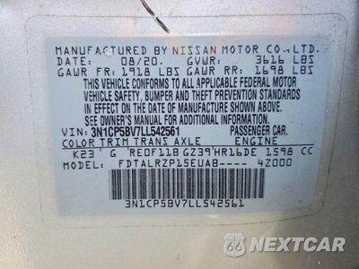 Zdjęcie 13 z 13 samochodu: 2020 NISSAN KICKS S VIN:3N1CP5BV7LL542561 - miniatura