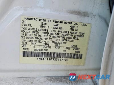 Zdjęcie 12 z 12 samochodu: 2002 NISSAN ALTIMA 2.5 VIN:1N4AL11D32C147133 - miniatura