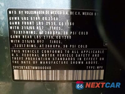 Zdjęcie 13 z 13 samochodu: 2021 VOLKSWAGEN TIGUAN SE VIN:3VV3B7AX7MM060048 - miniatura