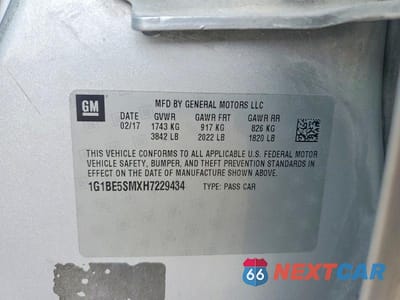 Zdjęcie 12 z 12 samochodu: 2017 CHEVROLET CRUZE LT VIN:1G1BE5SMXH7229434 - miniatura