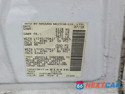 Zdjęcie 12 z 12 samochodu: 2018 NISSAN NV 2500 DELIVERY VAN VIN:1N6BF0KY2JN814436 - miniatura