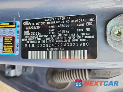 Zdjęcie 12 z 12 samochodu: 2021 KIA K5 VIN:5XXG24J22MG023980 - miniatura