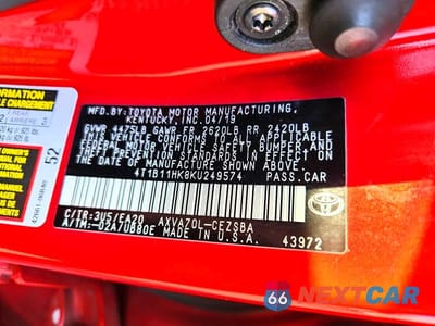 Zdjęcie 12 z 12 samochodu: 2019 TOYOTA CAMRY SE VIN:4T1B11HK8KU249574 - miniatura