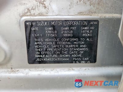 Zdjęcie 12 z 12 samochodu: 2012 SUZUKI SX4 VIN:JS2YA5A52C6300444 - miniatura