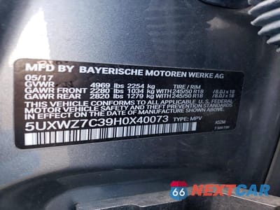 Zdjęcie 12 z 12 samochodu: 2017 BMW X3 SDRIVE28I VIN:5UXWZ7C39H0X40073 - miniatura