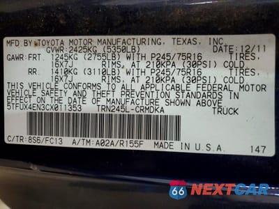 Zdjęcie 13 z 13 samochodu: 2012 TOYOTA TACOMA ACCESS CAB VIN:5TFUX4EN3CX011353 - miniatura