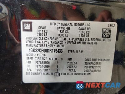 Zdjęcie 13 z 13 samochodu: 2013 GMC YUKON SLT VIN:1GKS2CE00DR175433 - miniatura
