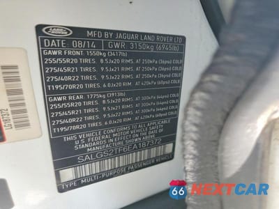 Zdjęcie 13 z 13 samochodu: 2014 LAND ROVER RANGE ROVER SUPERCHARGED VIN:SALGS2TF6EA187372 - miniatura