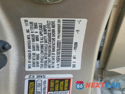 Zdjęcie 12 z 12 samochodu: 2006 HONDA CIVIC LX VIN:1HGFA15576L020031 - miniatura