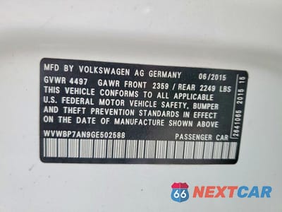 Zdjęcie 12 z 12 samochodu: 2016 VOLKSWAGEN CC BASE VIN:WVWBP7AN9GE502588 - miniatura