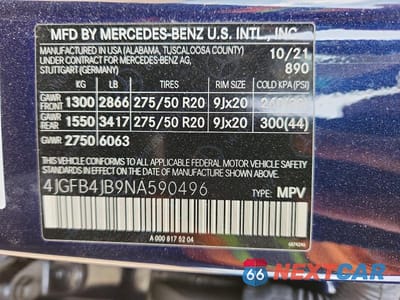 Zdjęcie 13 z 13 samochodu: 2022 MERCEDES-BENZ GLE 350 VIN:4JGFB4JB9NA590496 - miniatura