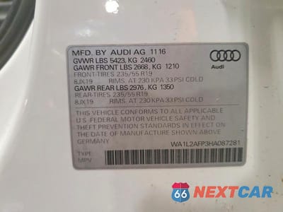 Zdjęcie 13 z 13 samochodu: 2017 AUDI Q5 PREMIUM PLUS VIN:WA1L2AFP3HA087281 - miniatura